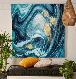 Blue Mixed Paint Decorative Tapestry