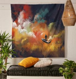 Painted Rowboat Decorative Tapestry
