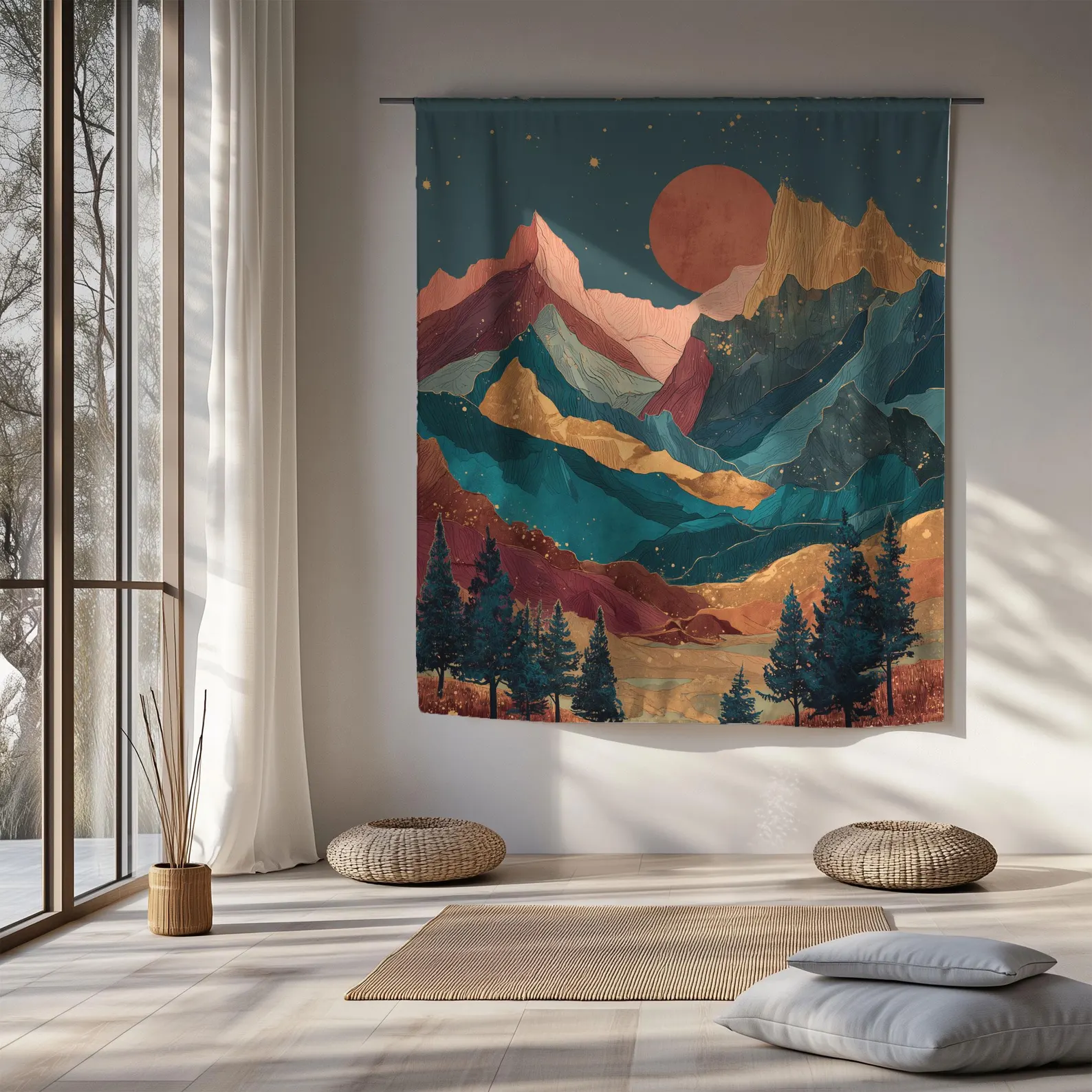 Mountain Boho Printed Tapestry 1