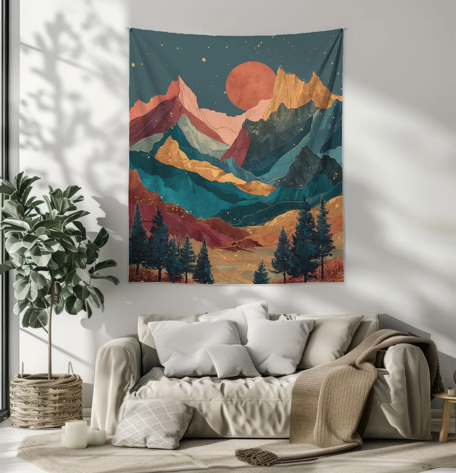 Mountain Boho Printed Tapestry 2
