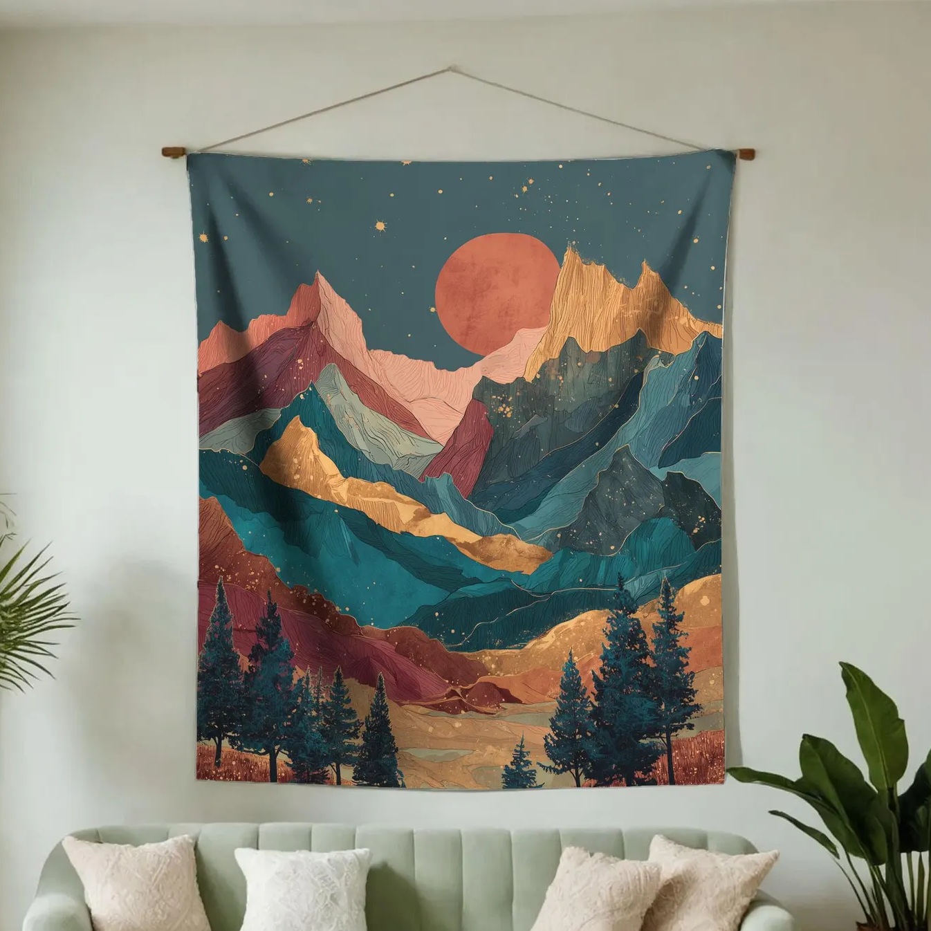Mountain Boho Printed Tapestry