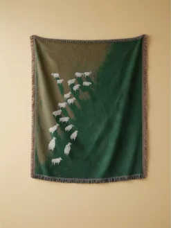 Sheep In The Meadow Handwoven Tapestry