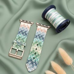 Green, Blue and Pink Handwoven Smartwatch Strap