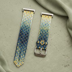 Blue and Mustard Handwoven Smartwatch Strap